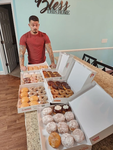 winner with donuts